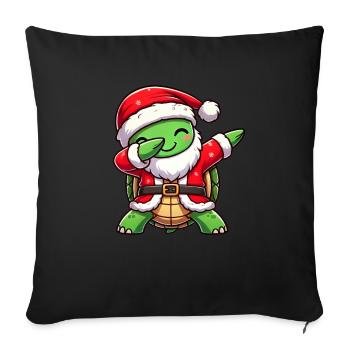 Tortue de Noël Père Noël Drôle de tortue - Housse de coussin décorative 45 x 45 cm - noir - Devant