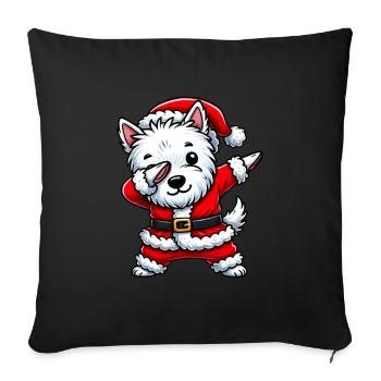 Christmas Westie West Highland Terrier Dog - Sofa pillowcase 17,3'' x 17,3'' (45 x 45 cm) - black - Front