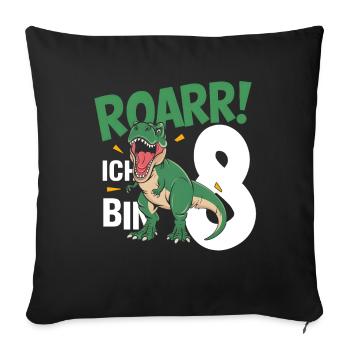 8th Birthday 8 Years Dino Dinosaur Fan - Sofa pillowcase 17,3'' x 17,3'' (45 x 45 cm) - black - Front