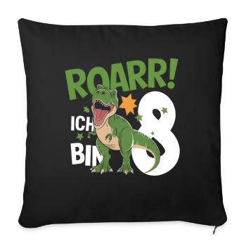 8th Birthday 8 Years Dino Dinosaur Fan - Sofa pillowcase 17,3'' x 17,3'' (45 x 45 cm) - black - Front