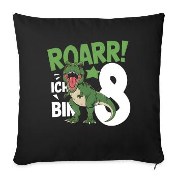 8th Birthday 8 Years Dino Dinosaur Fan - Sofa pillowcase 17,3'' x 17,3'' (45 x 45 cm) - black - Front