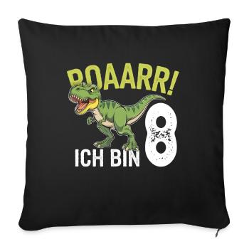 8th Birthday 8 Years Dino Dinosaur Fan - Sofa pillowcase 17,3'' x 17,3'' (45 x 45 cm) - black - Front