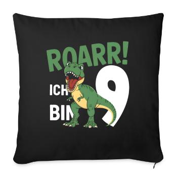 9th Birthday 9 Years Dino Dinosaur Fan - Sofa pillowcase 17,3'' x 17,3'' (45 x 45 cm) - black - Front