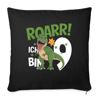 9th Birthday 9 Years Dino Dinosaur Fan - Sofa pillowcase 17,3'' x 17,3'' (45 x 45 cm) - black - Front