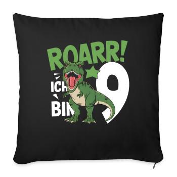 9th Birthday 9 Years Dino Dinosaur Fan - Sofa pillowcase 17,3'' x 17,3'' (45 x 45 cm) - black - Front