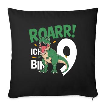 9th Birthday 9 Years Dino Dinosaur Fan - Sofa pillowcase 17,3'' x 17,3'' (45 x 45 cm) - black - Front