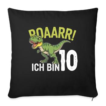 10. Geburtstag 10 Jahre Dino Dinosaurier Fan - Sofakissenbezug 45 x 45 cm - Schwarz - Vorne