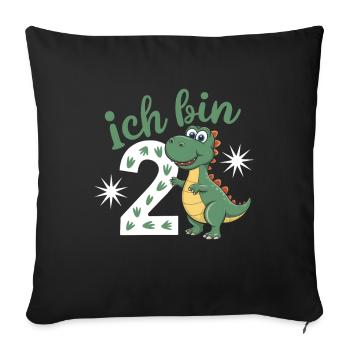2. Geburtstag 2 Jahre Dino Dinosaurier Fan - Sofakissenbezug 45 x 45 cm - Schwarz - Vorne