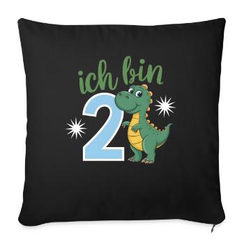 2. Geburtstag 2 Jahre Dino Dinosaurier Fan - Sofakissenbezug 45 x 45 cm - Schwarz - Vorne
