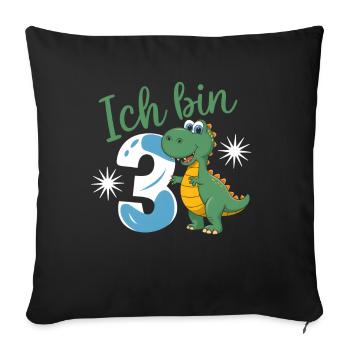 3ème anniversaire 3 ans Dino Dinosaur Fan - Housse de coussin décorative 45 x 45 cm - noir - Devant