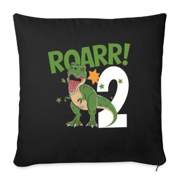 2. Geburtstag 2 Jahre Dino Dinosaurier Fan - Sofakissenbezug 45 x 45 cm - Schwarz - Vorne