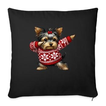 Yorkshire Terrier Christmas Yorkie Ugly - Sofa pillowcase 17,3'' x 17,3'' (45 x 45 cm) - black - Front