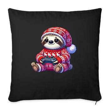Christmas Gamer Sloth Video Games Gaming - Sofa pillowcase 17,3'' x 17,3'' (45 x 45 cm) - black - Front