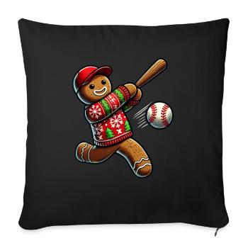 Baseball Christmas Gingerbread Man Baseball - Sofa pillowcase 17,3'' x 17,3'' (45 x 45 cm) - black - Front