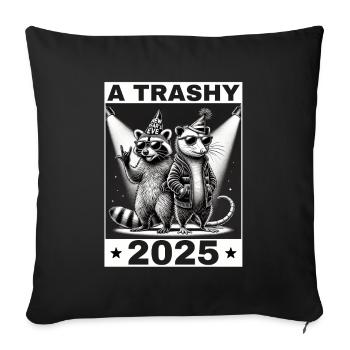raton laveur opossum réveillon du jour de l’an 2025 raton laveur - Housse de coussin décorative 45 x 45 cm - noir - Devant