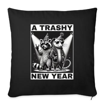 Raccoon Opossum New Year's Eve 2025 Raccoon - Sofa pillowcase 17,3'' x 17,3'' (45 x 45 cm) - black - Front