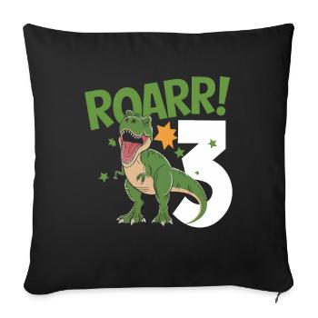 3ème anniversaire 3 ans Dino Dinosaur Fan - Housse de coussin décorative 45 x 45 cm - noir - Devant