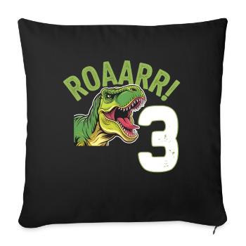 3ème anniversaire 3 ans Dino Dinosaur Fan - Housse de coussin décorative 45 x 45 cm - noir - Devant
