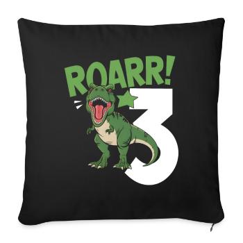 3ème anniversaire 3 ans Dino Dinosaur Fan - Housse de coussin décorative 45 x 45 cm - noir - Devant