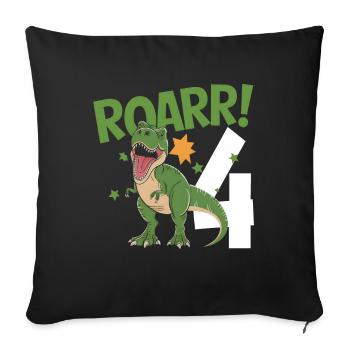 4th Birthday 4 Years Dino Dinosaur Fan - Sofa pillowcase 17,3'' x 17,3'' (45 x 45 cm) - black - Front