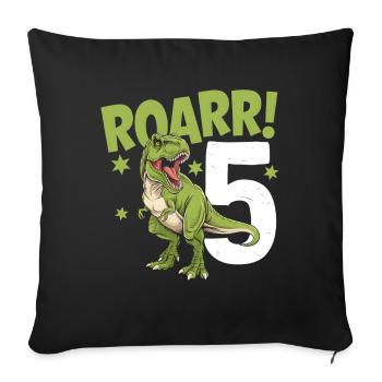 5th Birthday 5 Years Dino Dinosaur Fan - Sofa pillowcase 17,3'' x 17,3'' (45 x 45 cm) - black - Front