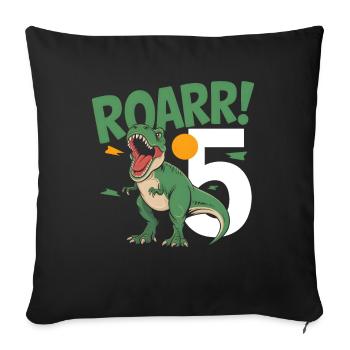 5. Geburtstag 5 Jahre Dino Dinosaurier Fan - Sofakissenbezug 45 x 45 cm - Schwarz - Vorne