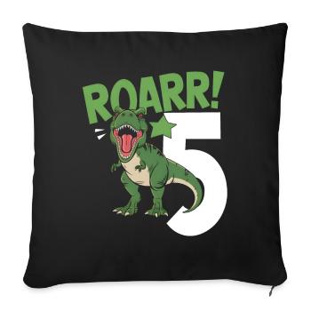 5th Birthday 5 Years Dino Dinosaur Fan - Sofa pillowcase 17,3'' x 17,3'' (45 x 45 cm) - black - Front