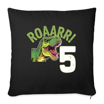 5. Geburtstag 5 Jahre Dino Dinosaurier Fan - Sofakissenbezug 45 x 45 cm - Schwarz - Vorne