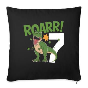 7th Birthday 7 Years Dino Dinosaur Fan - Sofa pillowcase 17,3'' x 17,3'' (45 x 45 cm) - black - Front