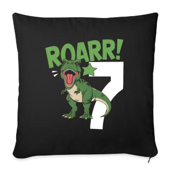 7th Birthday 7 Years Dino Dinosaur Fan - Sofa pillowcase 17,3'' x 17,3'' (45 x 45 cm) - black - Front