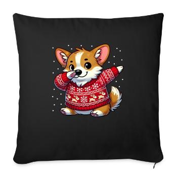 Christmas Corgi Welsh Corgi Ugly Christmas - Sofa pillowcase 17,3'' x 17,3'' (45 x 45 cm) - black - Front