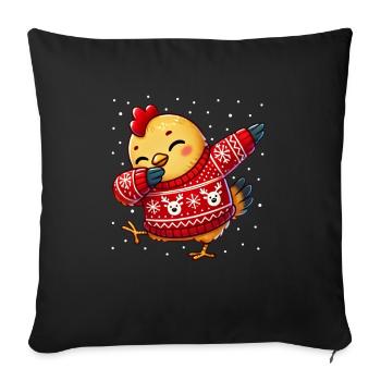 Poulet de Noël Poulet fermier moche - Housse de coussin décorative 45 x 45 cm - noir - Devant