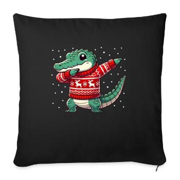 Christmas Crocodile Funny Crocodile Ugly - Sofa pillowcase 17,3'' x 17,3'' (45 x 45 cm) - black - Front