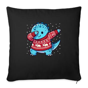 Noël Dino Dinosaure Moche Noël - Housse de coussin décorative 45 x 45 cm - noir - Devant