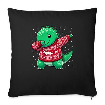 Noël Dino Dinosaure Moche Noël - Housse de coussin décorative 45 x 45 cm - noir - Devant