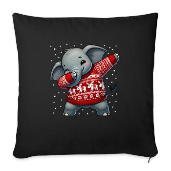 Noël éléphant moche Noël - Housse de coussin décorative 45 x 45 cm - noir - Devant