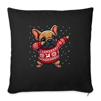 Noël Bouledogue Français Noël laid - Housse de coussin décorative 45 x 45 cm - noir - Devant