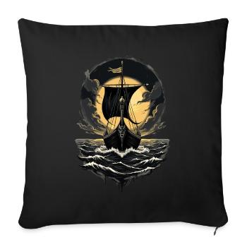 Wikinger Drachenboot für eine Wikinger Fan - Sofakissenbezug 45 x 45 cm - Schwarz - Vorne