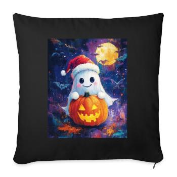 Halloween Gift Ghost with Christmas Hat Decoration - Sofa pillowcase 17,3'' x 17,3'' (45 x 45 cm) - black - Front
