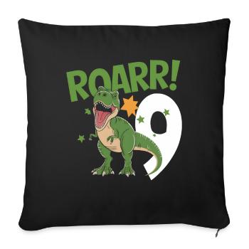 9th Birthday 9 Years Dino Dinosaur Fan - Sofa pillowcase 17,3'' x 17,3'' (45 x 45 cm) - black - Front