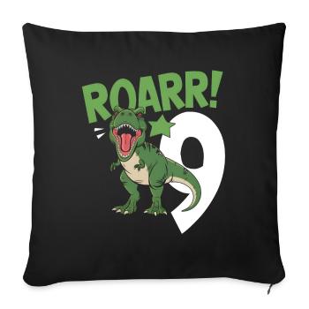 9th Birthday 9 Years Dino Dinosaur Fan - Sofa pillowcase 17,3'' x 17,3'' (45 x 45 cm) - black - Front