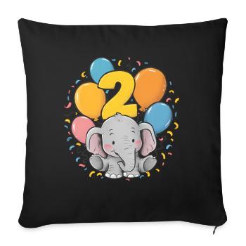 2nd Birthday Elephant Children's Birthday Party - Sofa pillowcase 17,3'' x 17,3'' (45 x 45 cm) - black - Front