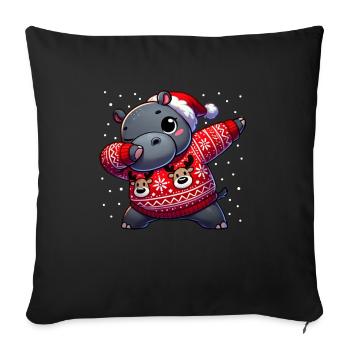 Noël Hippopotame Noël laid - Housse de coussin décorative 45 x 45 cm - noir - Devant