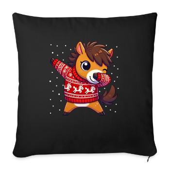 Noël Cheval Amoureux Cheval Moche - Housse de coussin décorative 45 x 45 cm - noir - Devant
