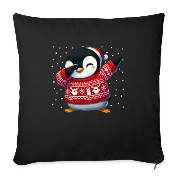 Noël Pingouin Moche Noël - Housse de coussin décorative 45 x 45 cm - noir - Devant