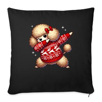Noël caniche amant caniche moche - Housse de coussin décorative 45 x 45 cm - noir - Devant