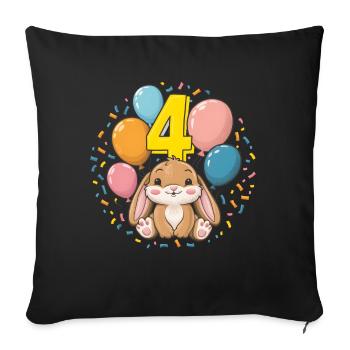 4th Birthday Bunny Rabbit Children's Birthday Party - Sofa pillowcase 17,3'' x 17,3'' (45 x 45 cm) - black - Front