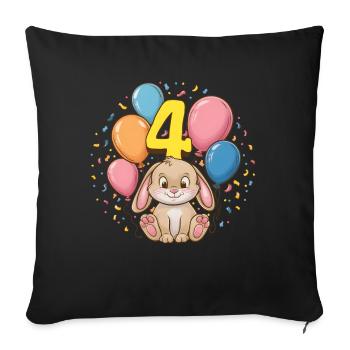 4th Birthday Bunny Rabbit Children's Birthday Party - Sofa pillowcase 17,3'' x 17,3'' (45 x 45 cm) - black - Front