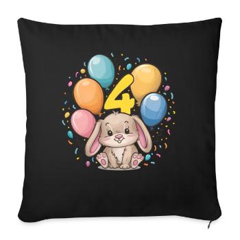 4th Birthday Bunny Rabbit Children's Birthday Party - Sofa pillowcase 17,3'' x 17,3'' (45 x 45 cm) - black - Front