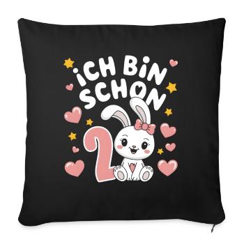2. Geburtstag Hase Häschen Kindergeburtstag - Sofakissenbezug 45 x 45 cm - Schwarz - Vorne